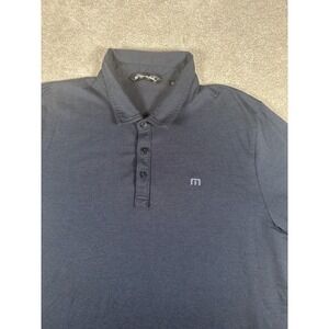 Travis Mathew Golf Polo Shirt XXL Navy Blue  Bandana Roadrunner Sleeve Logo Euc